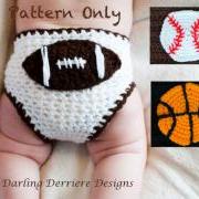 Sports Diaper Cover with Baseball, Basketball, and Football Crochet Pattern