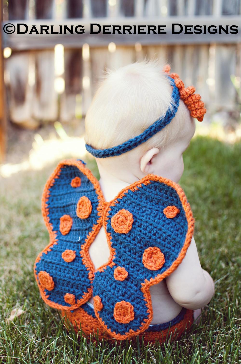 Crochet Butterfly Wings, Diaper Cover, and Headband Pattern