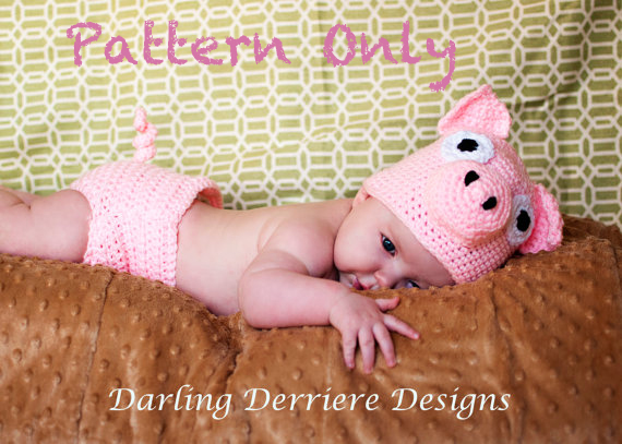 Pig Hat and Diaper Cover Crochet Pattern