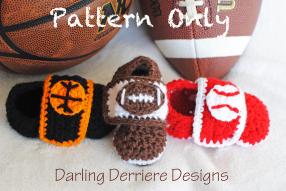 Sports Booties Crochet Pattern For Football, Baseball, And Basketball